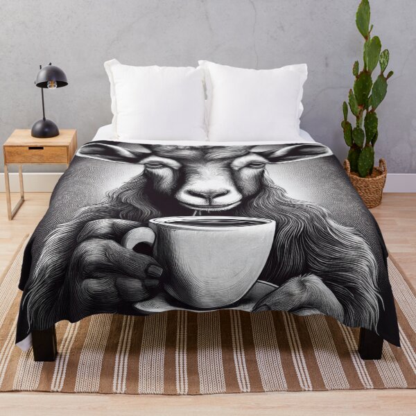 Item preview, Funny up all night Goat drinking coffee designed and sold by Boxing Kangaroo Retail Company.