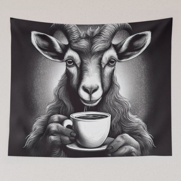 Item preview, Funny up all night Goat drinking coffee designed and sold by Boxing Kangaroo Retail Company.