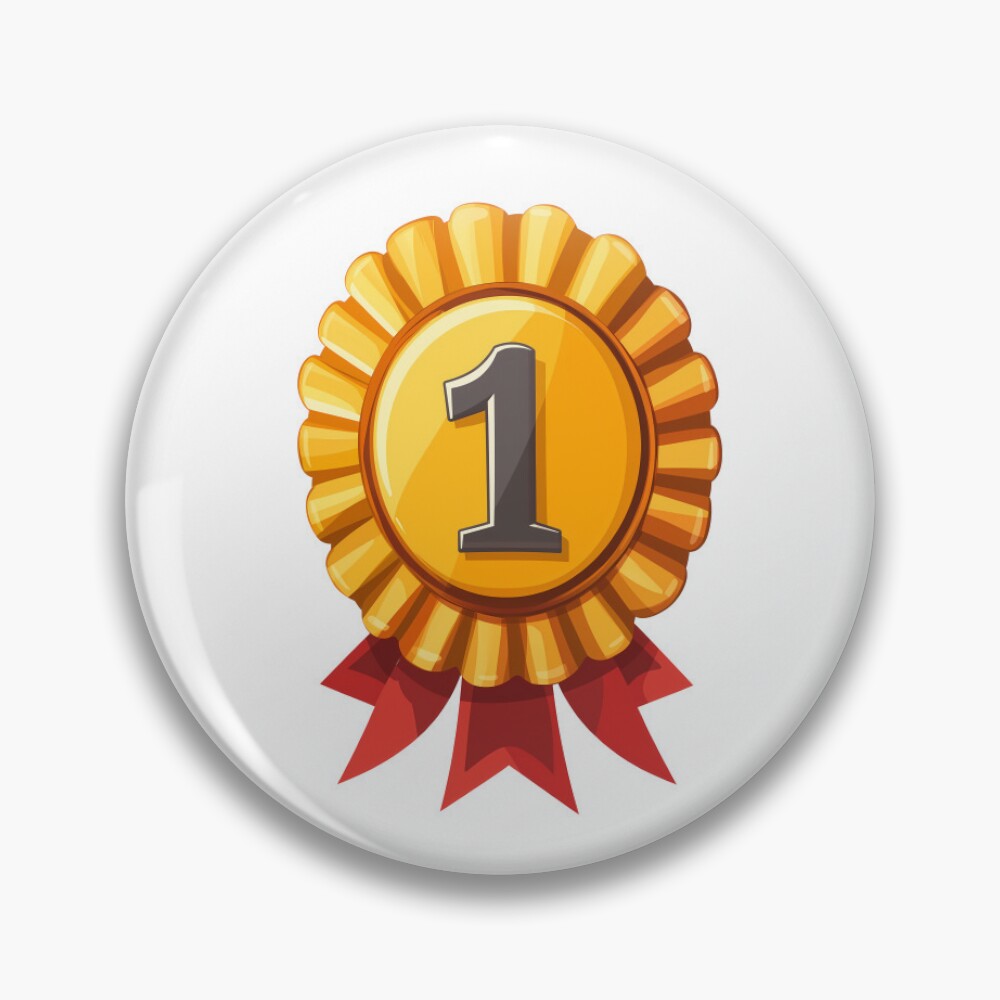 First-Place Gold Medal Red Ribbon Badge