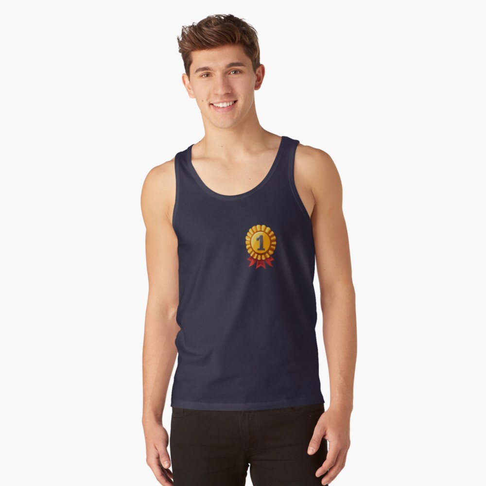 Tank Top - First Place Gold Medal Cockade Red Ribbon Golden Badge