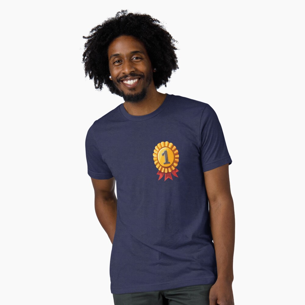 Tri-blend T-Shirt First Place Gold Medal Cockade Red Ribbon Golden Badge