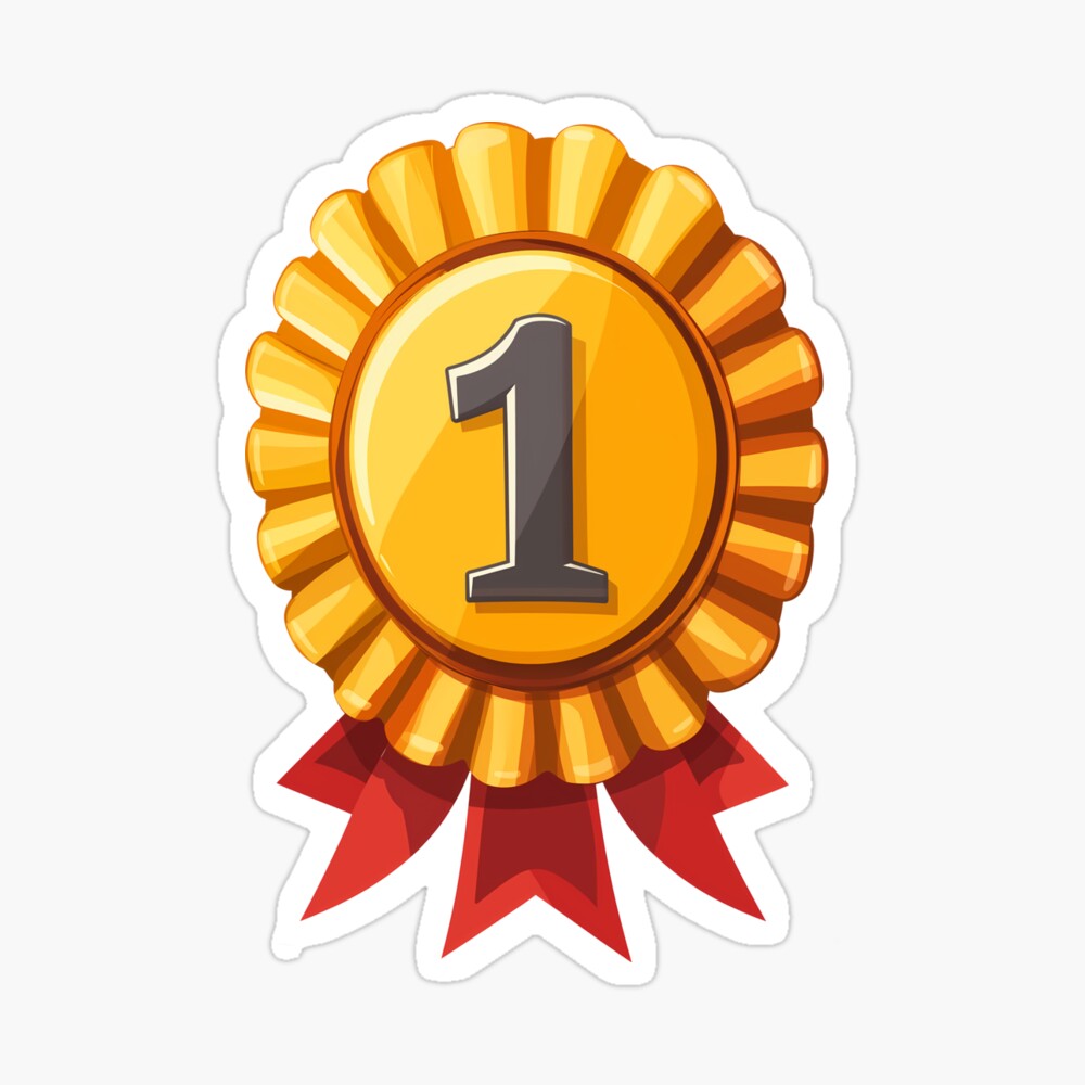 First-Place Medal Cockade — Red Ribbon Gold Badge