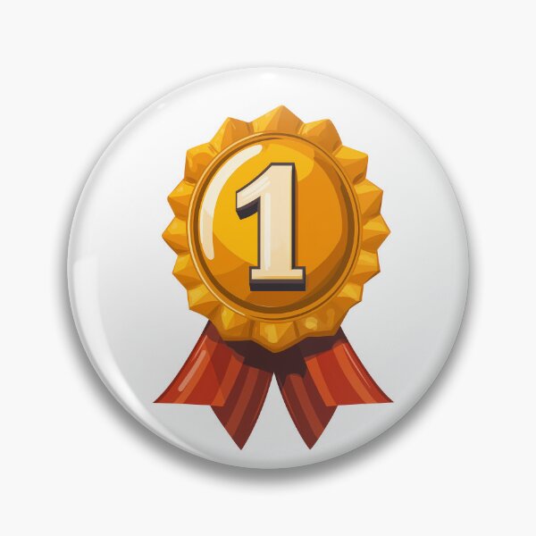 Item preview, 1st Place Golden Medal Cockade Gold Badge with Red Striped Ribbon designed and sold by Magic Pixels Shop.