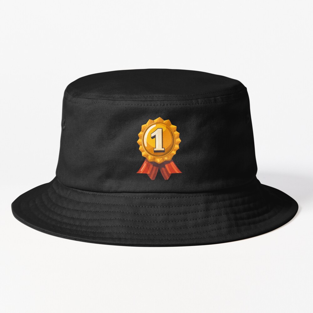 Bucket Hat: 1st Place Golden Medal Cockade with Red Striped Ribbon