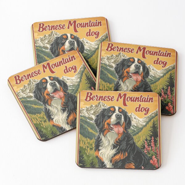 Item preview, Bernese Mountain Dog retro poster designed and sold by PetsArt.
