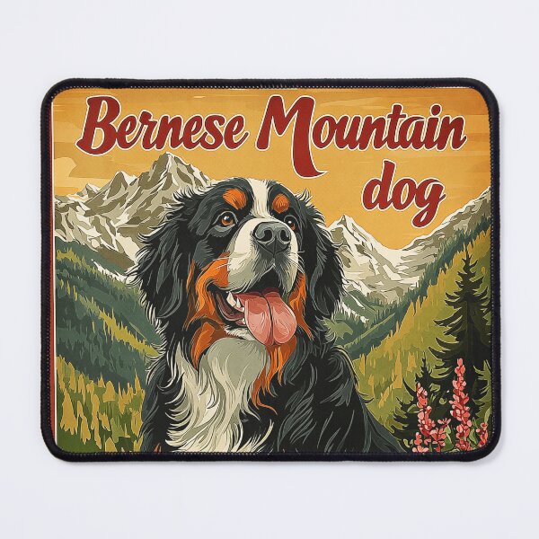 Item preview, Bernese Mountain Dog retro poster designed and sold by PetsArt.