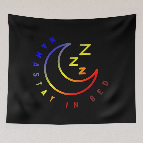 Item preview, Namastay in Bed, Polyamory pride flag graphic, Crescent moon Graphic, Sleep, Yoga, Funny, selfcare, relax, pride, relax, chill, sleep mode,  designed and sold by PrideBeProud.