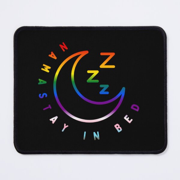 Item preview, Namastay in Bed, Progress pride flag graphic, Crescent moon Graphic, Sleep, Yoga, Funny, selfcare, relax, pride, relax, chill, sleep mode, designed and sold by PrideBeProud.