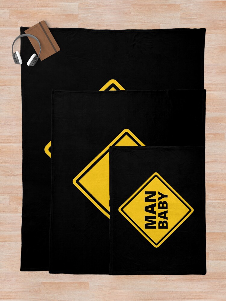 Thumbnail 5 of 6, Throw Blanket, Man Baby - Warning Sticker designed and sold by unrealindeed.