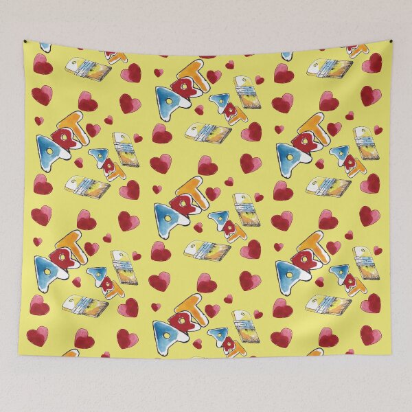Item preview, Red Valentine Heart-yellow pattern 3 designed and sold by StudioViArt.