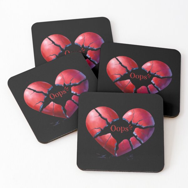 Item preview, Hearts break apart with the word “Oops” designed and sold by MadameSayCheese.