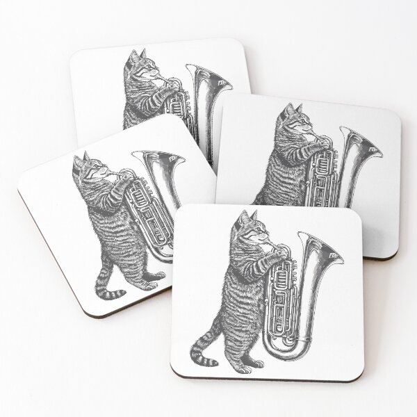 Item preview, Cat Playing Tuba Musical Instrument designed and sold by YalenArt.