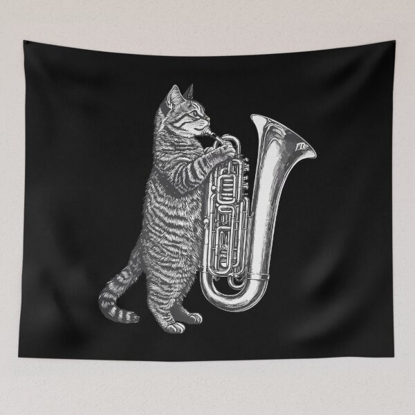 Item preview, Cat Playing Tuba Musical Instrument designed and sold by YalenArt.
