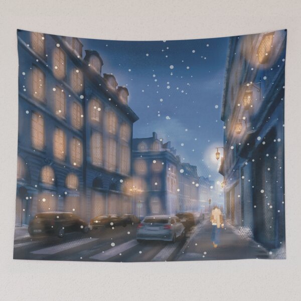 Item preview, Winter Nights: Snowy Street Illustration Timelapse ❄️ designed and sold by renatteart.