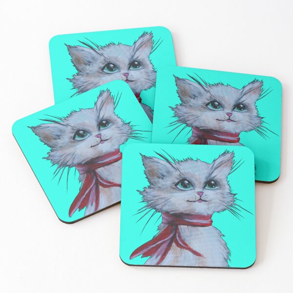 Item preview, White whimsical cat designed and sold by EstelleCress.