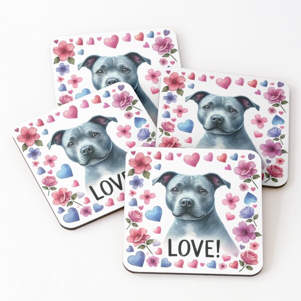 Item preview, Blue Staffy Love Colorful Watercolor designed and sold by MaedK.