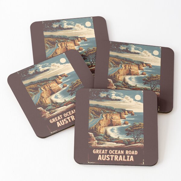 Item preview, Great Ocean Road Australia Illustration Travel Art Vintage designed and sold by KrisSidDesigns.