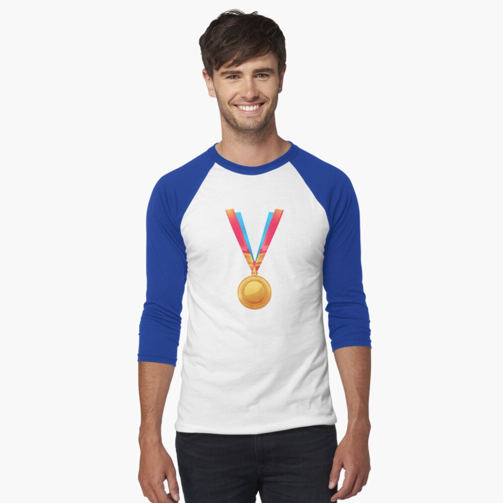 Baseball ¾ Sleeve T-Shirt Golden Medal First Place Medalist Award Winner Baseball ¾ Sleeve T-Shirt