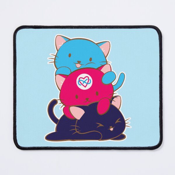 Item preview, Poly Pride Infinity Heart Subtle LGBTQ Polyamory Pride Flag Kawaii Cats Stack designed and sold by Irene Koh.