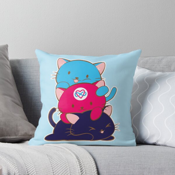 Item preview, Poly Pride Infinity Heart Subtle LGBTQ Polyamory Pride Flag Kawaii Cats Stack designed and sold by Irene Koh.