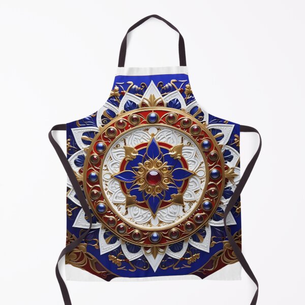 Item preview, Regal Mandala with Jewels and Reliefs in Blue, Red and Gold designed and sold by MandalasShops.