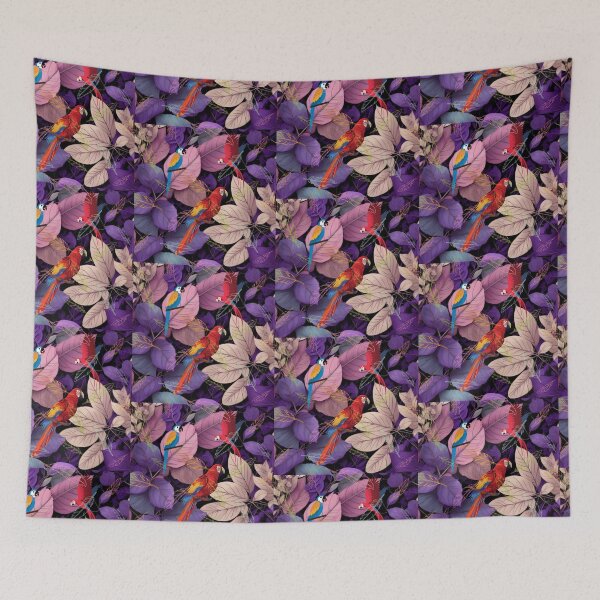 Item preview, Colorful Parrots in a Vibrant Foliage Background" designed and sold by Graphollio-shop.