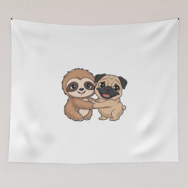 Item preview, Cute Sloth and pug Friendship for Pug Lover designed and sold by Laugh-Lines.