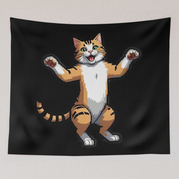 Item preview, Adorable Dancing Cat Standing on Two Legs - Cute Feline Art Design designed and sold by Shtex.