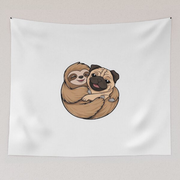 Item preview, Cute Sloth and pug Friendship for Pug Lover designed and sold by Laugh-Lines.