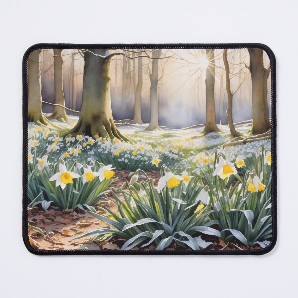 Item preview, Daffodils and snowdrops in a beautiful woodland designed and sold by M-Y-A-R-T-.