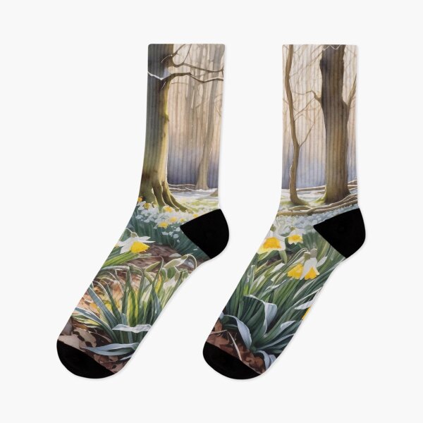 Item preview, Daffodils and snowdrops in a beautiful woodland designed and sold by M-Y-A-R-T-.