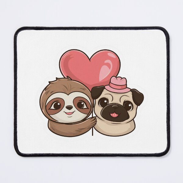 Item preview, Cute Sloth and Pug Friendship for Valentines Day designed and sold by Laugh-Lines.