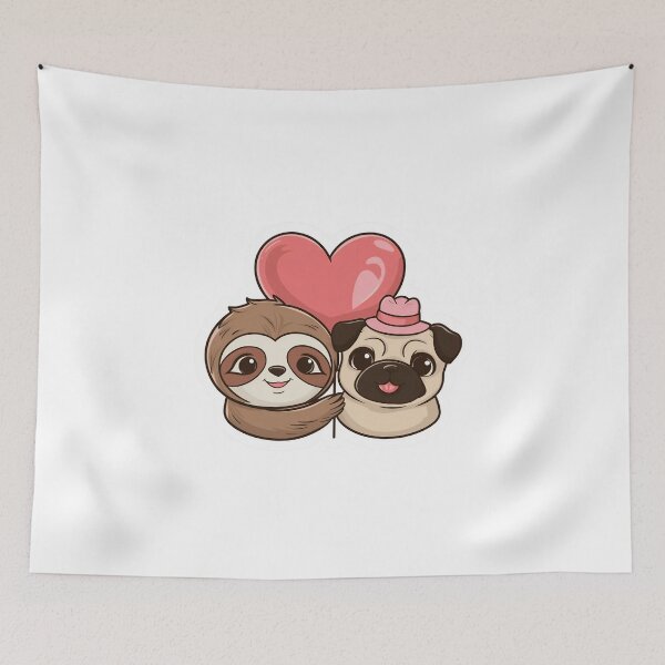 Item preview, Cute Sloth and Pug Friendship for Valentines Day designed and sold by Laugh-Lines.