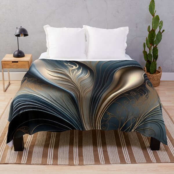Item preview, Emerald Whisper - Teal and Gold Abstract Floral Art designed and sold by FutureImaging.