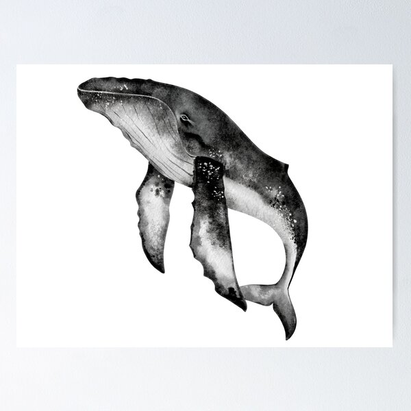 Item preview, Whale grey watercolor art  designed and sold by Milana Rosenwald.