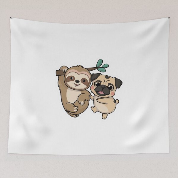 Item preview, Cute Sloth and pug Friendship for Pug Lover designed and sold by Laugh-Lines.
