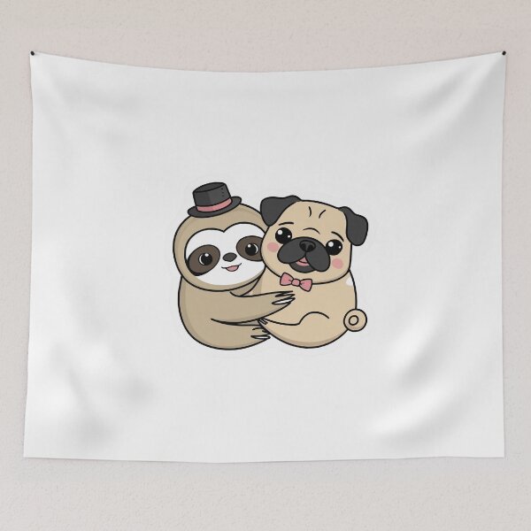 Item preview, Kawaii Sloth and pug Friendship for Pug Lover designed and sold by Laugh-Lines.