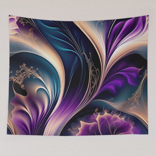 Item preview, Floral Symphony - Deep Purple and Gold Abstract Art designed and sold by FutureImaging.