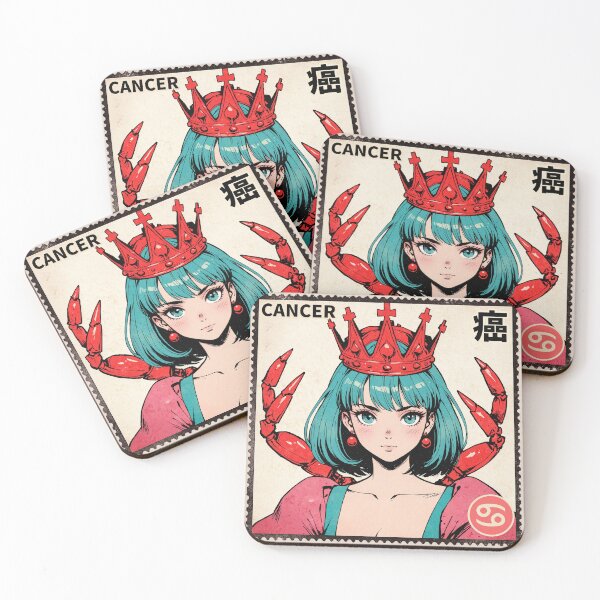 Item preview, Cancer Zodiac Sign Pretty Anime Girl Vintage Postage Stamp Retro Aesthetic designed and sold by onlyanimevibes.