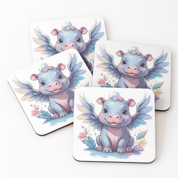 Item preview, Cute Baby Pygmy Hippo with Wings designed and sold by RoseCandi.