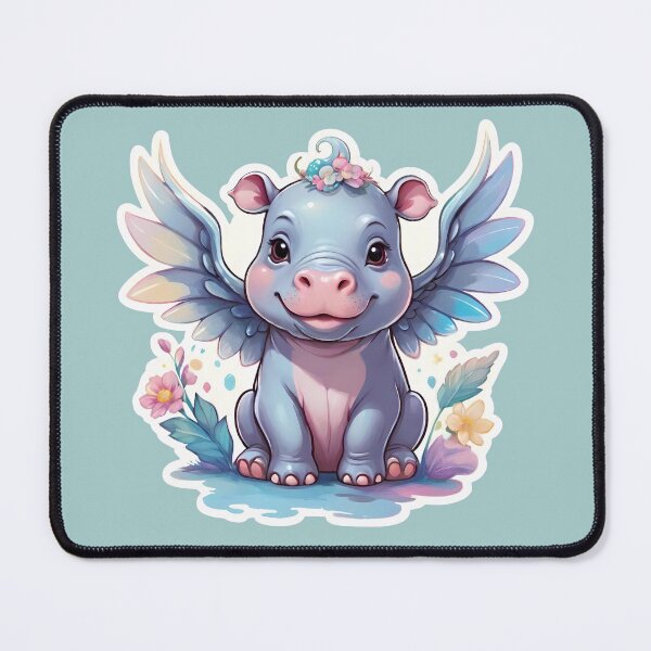 Item preview, Cute Baby Pygmy Hippo with Wings designed and sold by RoseCandi.