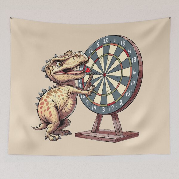 Item preview, T Rex Dinosaur Playing Darts designed and sold by Myra365Art.