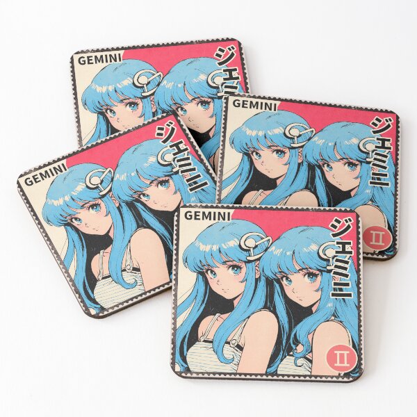 Item preview, Gemini Zodiac Sign Pretty Anime Girl Vintage Postage Stamp Retro Aesthetic designed and sold by onlyanimevibes.