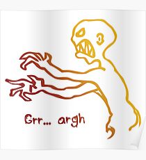 Grr Argh Monster Ombre Colours - Buffy the Vampire Slayer, Mutant Enemy, 90s, BTVS, Zombie, Joss Whedon, Buffyverse, Monster, Vampire, Grrr Arrgh Poster