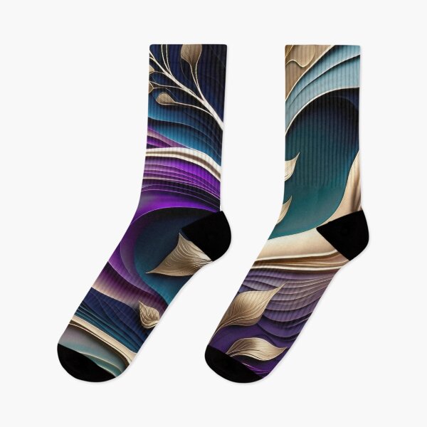 Item preview, Golden Bloom - Deep Purple and Teal Abstract Floral Art designed and sold by FutureImaging.