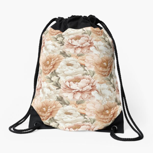 Aperçu de l'œuvre Motif floral de pivoine beige et ivoire rêveur créée et vendue par WatercolorLane.