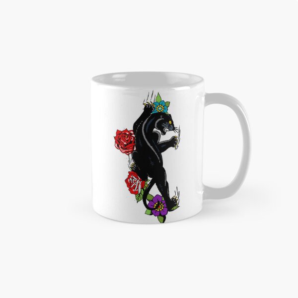 Item preview, black panther tattoo old school pink flower 610 P designed and sold by Achille3777.