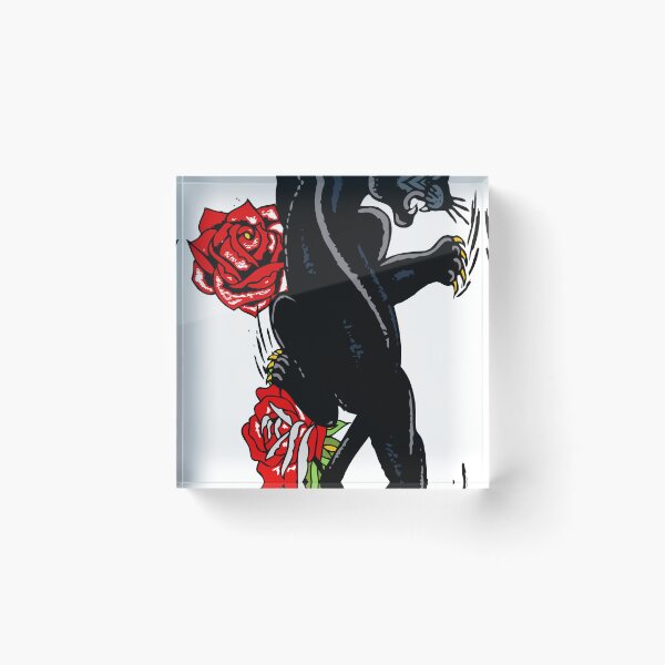 Item preview, black panther tattoo old school pink flower 610 P designed and sold by Achille3777.