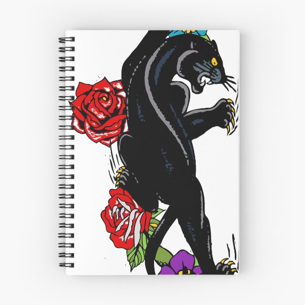 Item preview, black panther tattoo old school pink flower 610 P designed and sold by Achille3777.