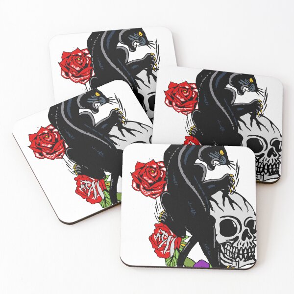 Item preview, panther skull hipster skull rose tattoo original designed and sold by Achille3777.